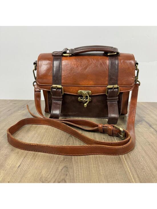 Ecosusi Handbags - Ecosusi Woman Purse Messenger Bag Vegan Leather two tone Tan/Brown